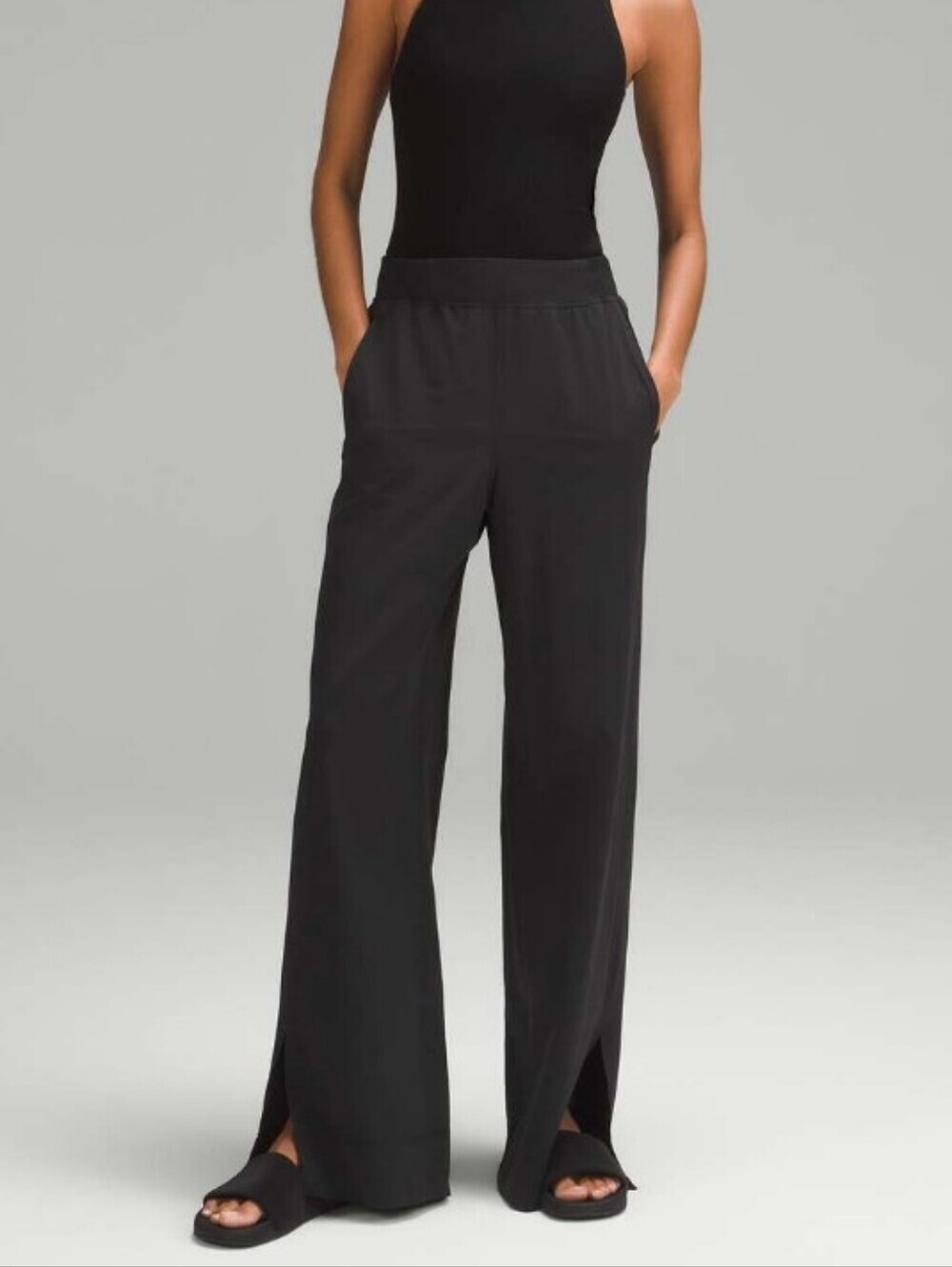lululemon athletica Stretch Woven Wide-Leg High-Rise Pant - Black